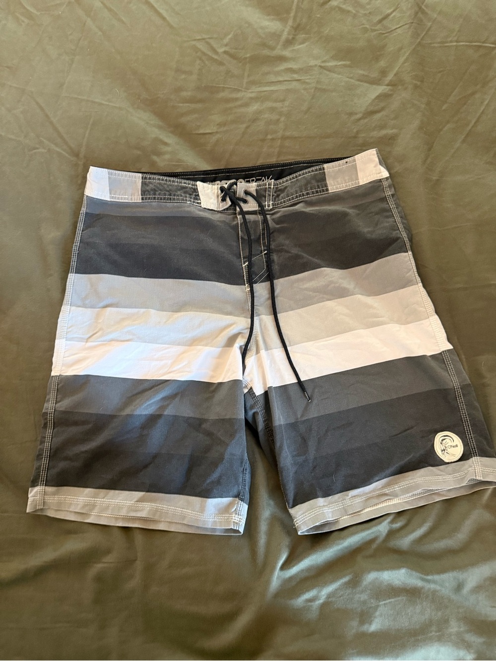 O'Neill Gray & White Striped Board Shorts